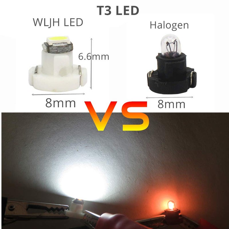 WLJH 10x أزرق T3 نيون ويدج 3030 شريحة SMD 8mm قاعدة لمبة عداد السيارة لوحة القيادة مقياس HVAC تكييف الهواء سخان التحكم في المناخ مصابيح مفتاح الإشارة إضاءة داخلية بديلة - Image 4
